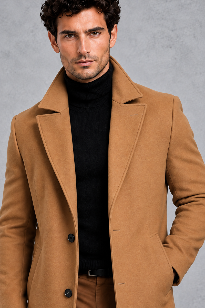 Men's Longline Overcoat – Camel