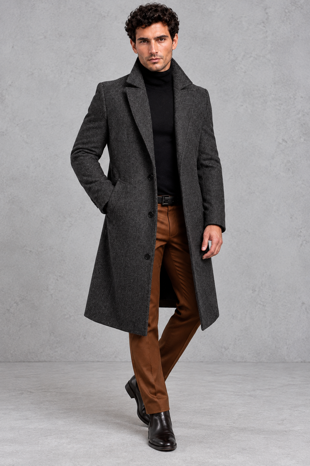 Men's Longline Overcoat – Dark Grey