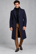 Men's Longline Overcoat – Navy Blue