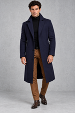 Men's Longline Overcoat – Navy Blue