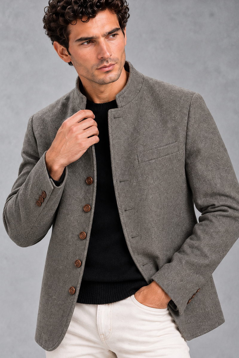 Men's Stand-Collar Jacket in Grey – detail view