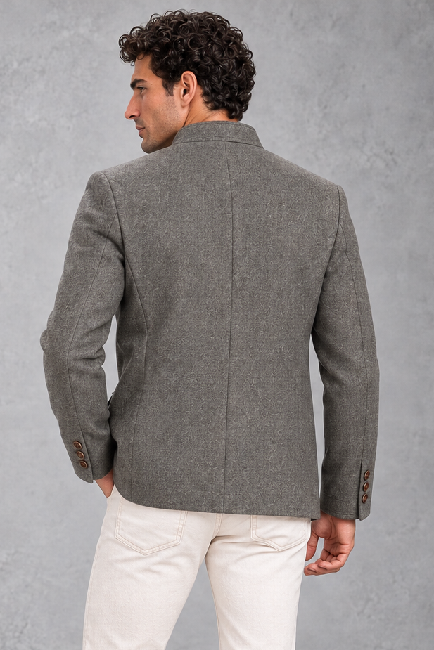 Men's Stand-Collar Jacket in Grey – back view