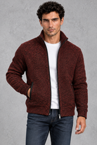 Men's Zip-Up Knitted Cardigan – Burgundy