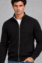 Men's Zip-Up Knitted Cardigan – Black