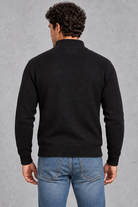 Men's Zip-Up Knitted Cardigan – Black