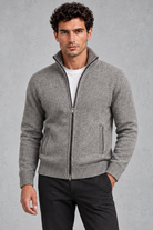 Men's Zip-Up Knitted Cardigan – Light Grey
