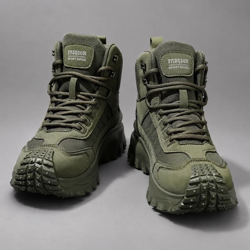 Men's autumn casual outdoor lace-up boots with breathable PU upper, ankle-height design, cushioned fabric insole and durable PVC sole, suitable for everyday walking and casual outdoor wear.