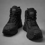 Men's autumn casual outdoor lace-up boots with breathable PU upper, ankle-height design, cushioned fabric insole and durable PVC sole, suitable for everyday walking and casual outdoor wear.