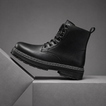 Men's high-top hiking boots with lace-up fastening, cushioned insole and slip-resistant PVC sole, designed for hiking, walking and everyday outdoor wear.