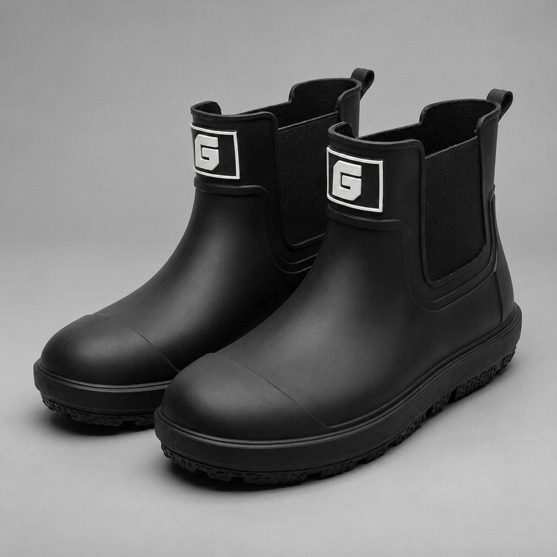 Women's waterproof ankle boots with a non-slip sole and easy pull-on design for comfortable everyday wear in wet weather.
