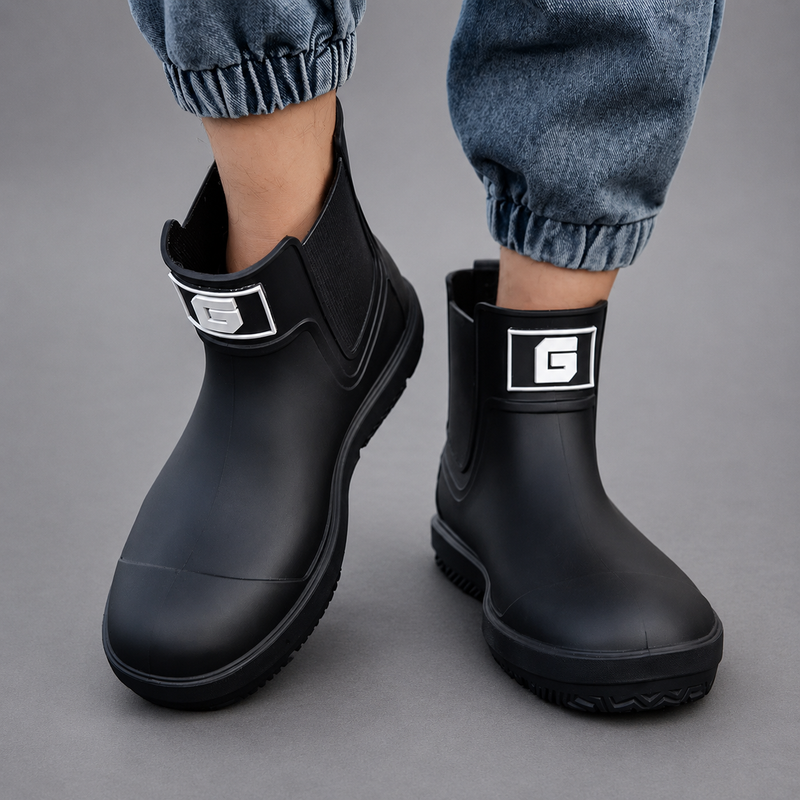 Women's waterproof ankle boots with a non-slip sole and easy pull-on design for comfortable everyday wear in wet weather.