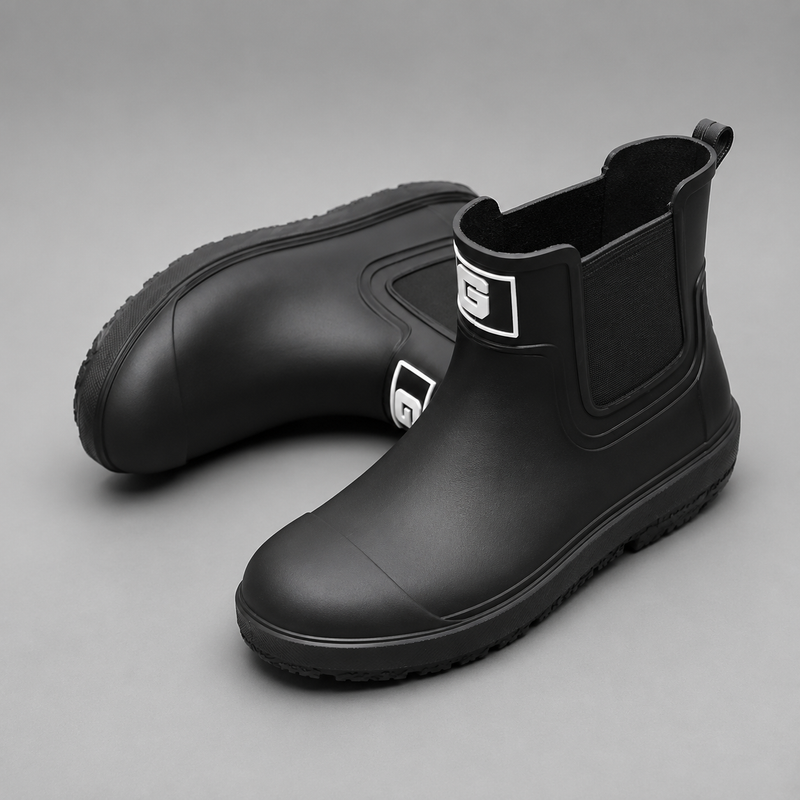 Women's waterproof ankle boots with a non-slip sole and easy pull-on design for comfortable everyday wear in wet weather.