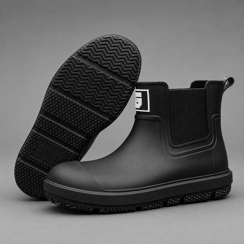 Women's waterproof ankle boots with a non-slip sole and easy pull-on design for comfortable everyday wear in wet weather.