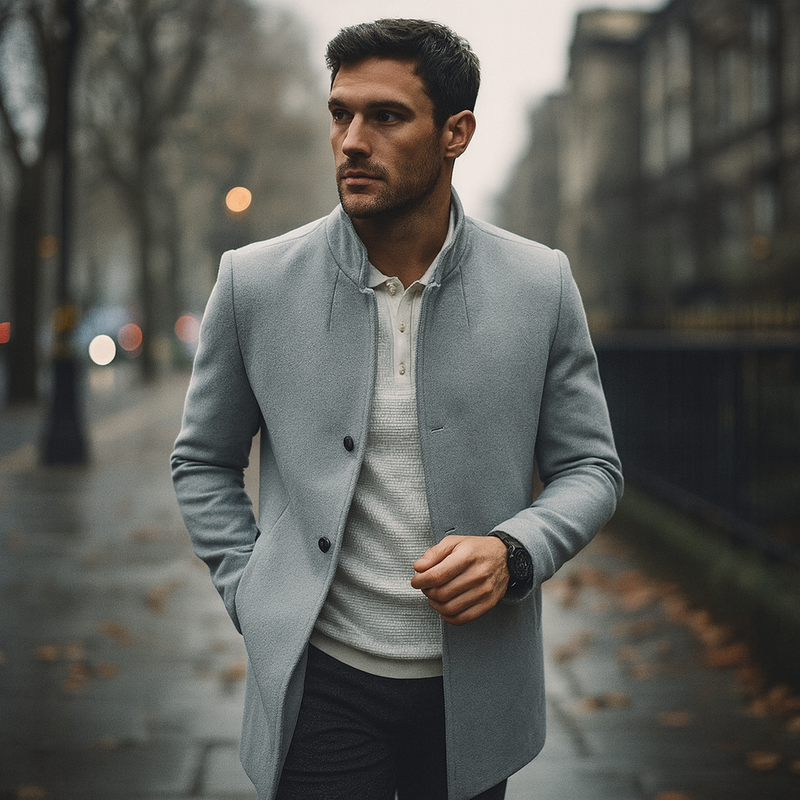 Men’s Tailored Wool Blend Coat - Crawleigh