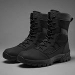 Unisex high-top hiking boots with a waterproof PU and fabric upper, lace-up fastening, breathable textile lining, lightweight EVA midsole and slip-resistant TPR rubber outsole for hiking, trekking, camping, walking and everyday outdoor wear.
