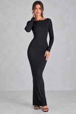Women’s Backless Ruched Bodycon Maxi Evening Dress