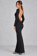 Women’s Backless Ruched Bodycon Maxi Evening Dress