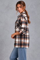 Women's check overshirt in Black & Rust Check – side view