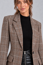 Women's Checked Blazer – Brown