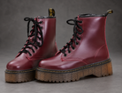 Women’s Platform Combat Boots – Lace-Up Side Zip Chunky Sole Ankle Shoes – Red – front pair view