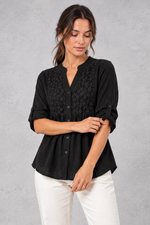 Women's Floral Lace Blouse in Black