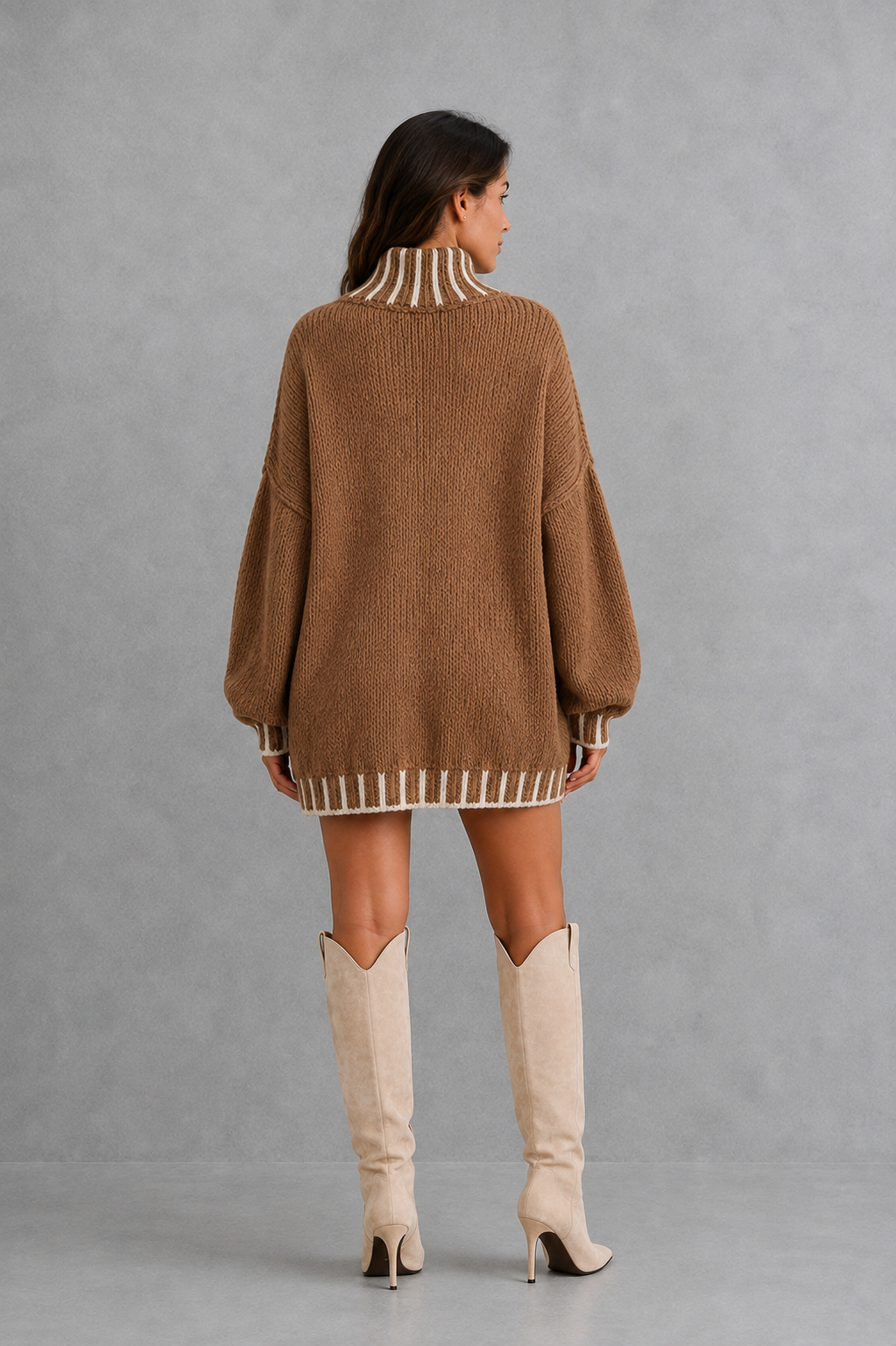 Women’s crew neck knit with long sleeves and a comfortable regular fit, crafted from a soft cotton and polyester blend.