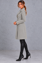 Women's double-breasted blazer coat in Grey – side view