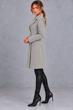 Women's double-breasted blazer coat in Grey – side view