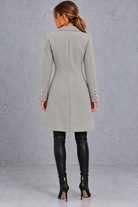 Women's double-breasted blazer coat in Grey – back view