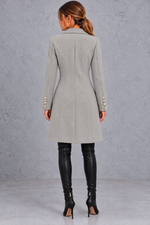Women's double-breasted blazer coat in Grey – back view
