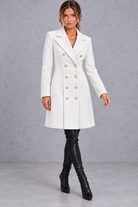 Women's double-breasted blazer coat in White – front view