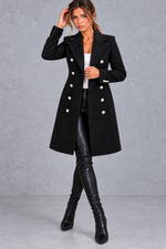 Women's double-breasted blazer coat in Black – front view