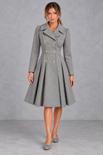 Women's Double-Breasted Fit-and-Flare Coat – Grey