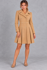 Women's Double-Breasted Fit-and-Flare Coat – Camel