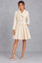 Women's Double-Breasted Fit-and-Flare Coat – Cream