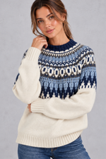 Women's Fair Isle knit jumper in Blue – close-up view