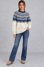 Women's Fair Isle knit jumper in Blue – full-length view