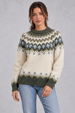 Women's Fair Isle knit jumper in Green – front view