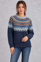 Women's Fair Isle knit jumper in Navy – front view