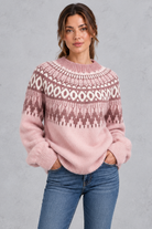 Women's Fair Isle knit jumper in Pink – front view