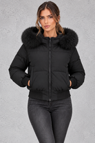 Women’s padded puffer jacket with a plush faux fur collar, full zip front, long sleeves and elasticated cuffs and hem.