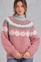 Women's Snowflake Fair Isle Jumper – Pink – detail view