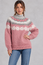 Women's Snowflake Fair Isle Jumper – Pink – front view