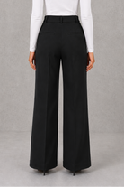 Women’s high waisted tailored trousers with a classic straight leg, clean minimalist finish and elegant smart fit for work and everyday styling.