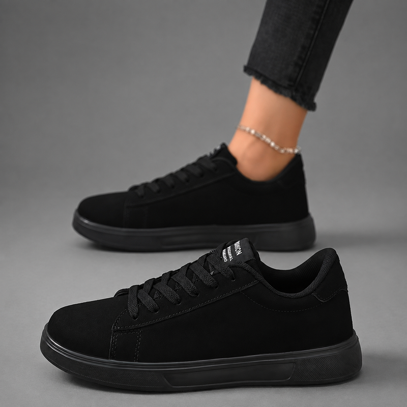 Women's lightweight casual lace-up trainers with a breathable fabric lining, cushioned insole and durable non-slip rubber sole. Low-top everyday sports and walking shoes designed for comfort, featuring a minimalist design suitable for walking, commuting, travel, shopping and light exercise.