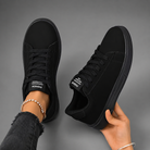 Women's lightweight casual lace-up trainers with a breathable fabric lining, cushioned insole and durable non-slip rubber sole. Low-top everyday sports and walking shoes designed for comfort, featuring a minimalist design suitable for walking, commuting, travel, shopping and light exercise.