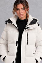 Women's Longline Hooded Puffer Coat – Off-White