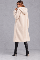 Women's Hooded Longline Teddy Coat – Cream