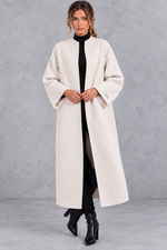 Women's longline wool-blend coat in Ivory – front view