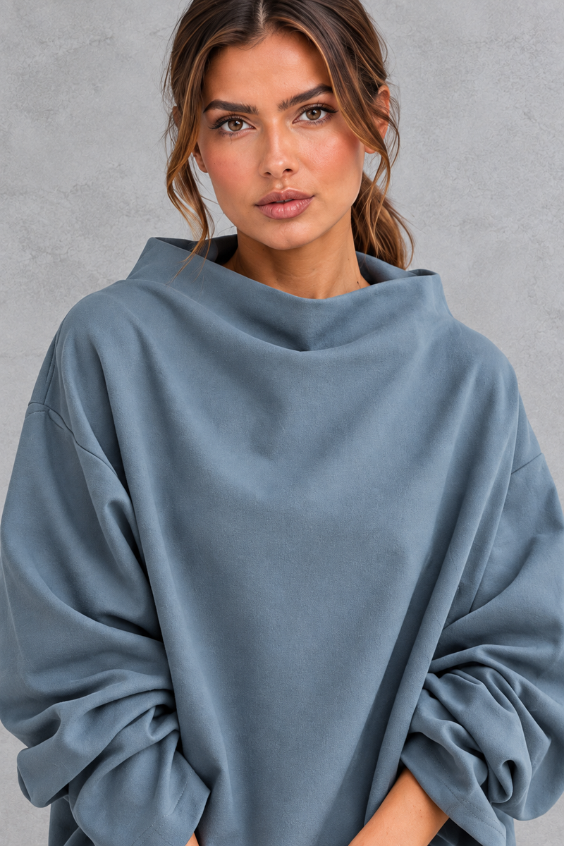 Women’s loose roll neck long sleeve jumper with a solid-colour finish and relaxed everyday silhouette – image 3